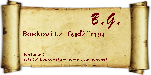 Boskovitz György névjegykártya